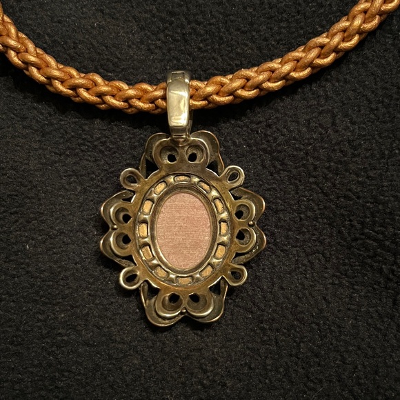 Sterling & Mixed Metal Rhodonite Enhancer on Cord - Picture 7 of 9